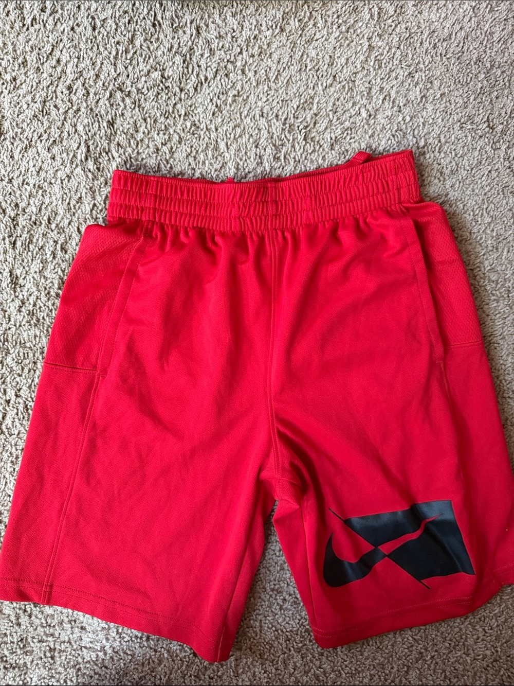 Nike Red Boys' Athletic Shorts with Black Logo
